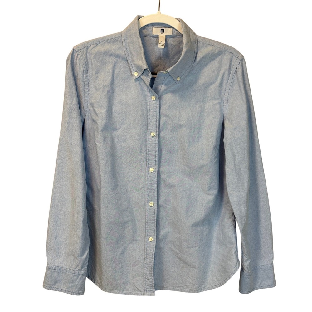GAP Women's Blue Chambray 100% Cotton Button Up Shirt 2008 Holiday size Large